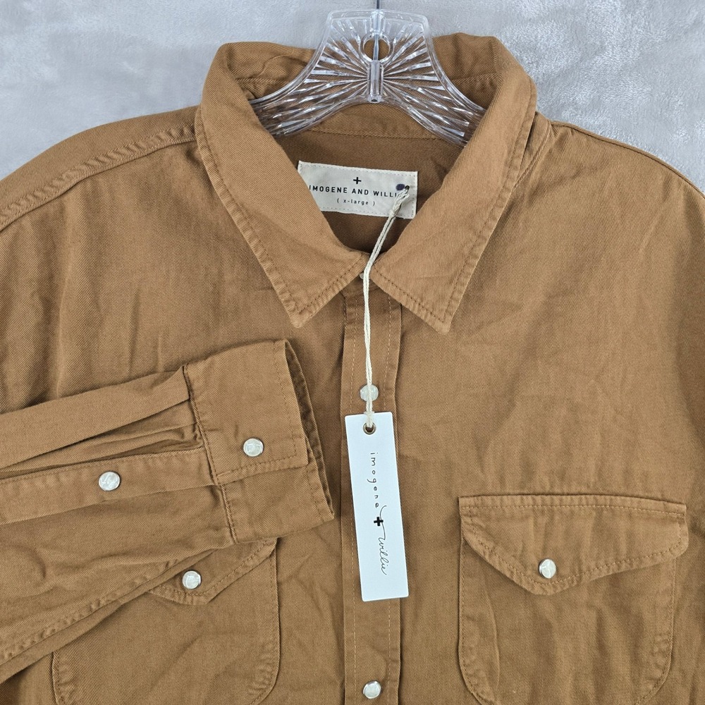 Imogene and Willie Hayes Pearl Snap Shirt Mens XL Brown Whisper Twill NWT